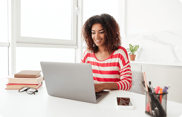 Professional woman working on laptop